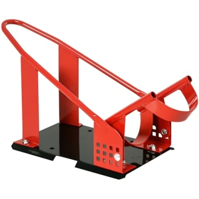 Afbeelding van HOMCOM Universele motorfiets steunrail wielhouder kickstand wielvergrendeling 8 15,5 cm voorgeboorde gaten zwart en rood epoxy metaal