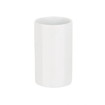Afbeelding van Spirella Badkamer drinkbeker/tandenborstelhouder Sienna porselein glans ivoor wit 7 x 11 cm