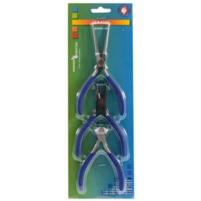 Afbeelding van Vaessen Creative 3 stuks pincetten voor het maken van sieraden en knutselen naaldneus, platte neus, puntensnijder
