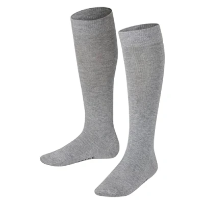 Image de FALKE Family K KH coton unies 1 paire, Chaussettes longues Mixte enfant, Gris (Light Grey 3400) nouveau écologique, 23 26