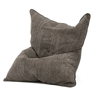 Afbeelding van Green Bean© Square XXL Kussenhoes van corduroy, 140 x 180 cm, hoes voor poef zonder vulling, 600D Oxford, koord, zacht, pluizig, robuust, wasbaar, met binnenzak, grijs