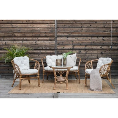 Afbeelding van Matteo loungeset Loungestoelen walnoot rattan