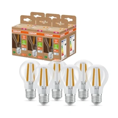 Image de Osram LED SUPERSTAR+ CLASSIC A FIL 60, E27, 3,6 W, 806 lm, 4 000 K, lumière blanc froid, longue durée de vie, jusqu&#039;à 60% d&#039;économie d&#039;énergie par rapport aux standard, lot 6