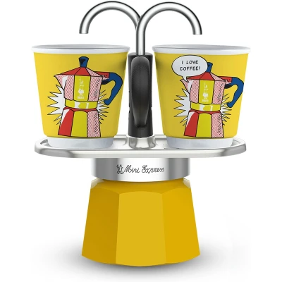 Afbeelding van Bialetti Mini Express Lichtenstein met 2 kopjes kops
