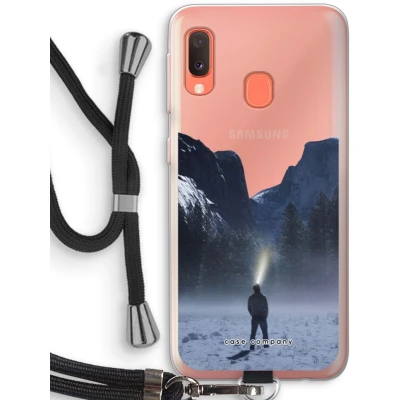Afbeelding van Case Company® hoesje met Koord geschikt voor Samsung Galaxy A20e Wanderlust Telefoonhoesje Zwart Bescherming aan alle Kanten en Over de Schermrand