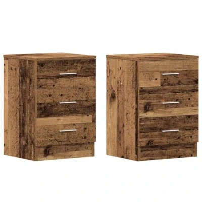 Afbeelding van vidaXL Nachtkastjes 2 st 38x35x55 cm bewerkt hout oud houtkleurig
