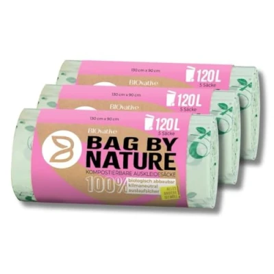 Afbeelding van 120 l composteerbare biologische afvalzakken voor biotone: Made in Germany, 100% biologisch afbreekbaar, klimaatneutraal &amp; veganistisch, scheurbestendige schone vuilnisbakken, ook als 240 15 stuks.