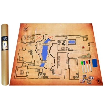 Afbeelding van POWER BEAST Dungeon Grid Game Mat + markers en gum kisten, rollenspelkaart, D&amp;D, rollenbord bordspellen, Dungeons and Dragons, DND, RPG, rollenspellen.