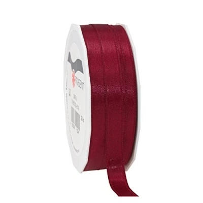 Afbeelding van PRÄSENT C.E. Pattberg 7181025 619 Cadeaulint satijnen lint 25 m wijnrood voor cadeauverpakkingen, decoratief geschenken, alle gelegenheden, vanille 10 mm