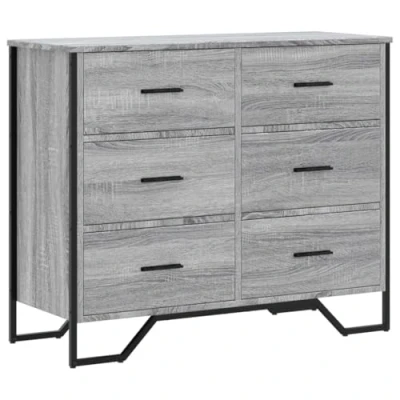 Afbeelding van vidaXL Ladekast 91x35,5x74,5 cm bewerkt hout grijs sonoma eikenkleurig