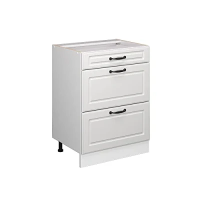 Afbeelding van Vicco Keukenonderkast R Line, Wit/Wit, 60 cm met laden, zonder werkblad