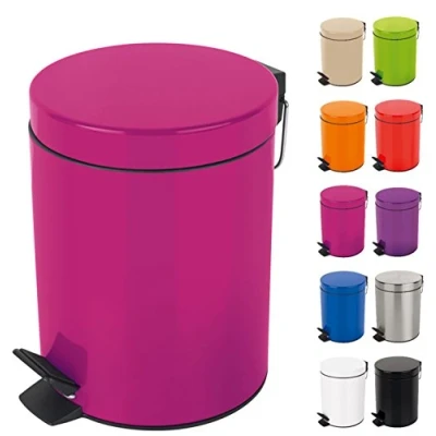 Afbeelding van Spirella Sydney vuilnisbak met 3 of 5 l, metaal, binnencontainer van gerecycled kunststof, badkamer, pedaalemmer, vuilnisbak, roze