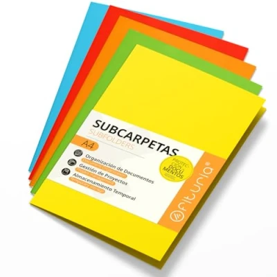 Afbeelding van Map karton A4, mappen voor documenten 180g, classificatiemap documenten, verpakking van 50 stevige in verschillende kleuren en archivering Ofituria (Intensive Mixture)