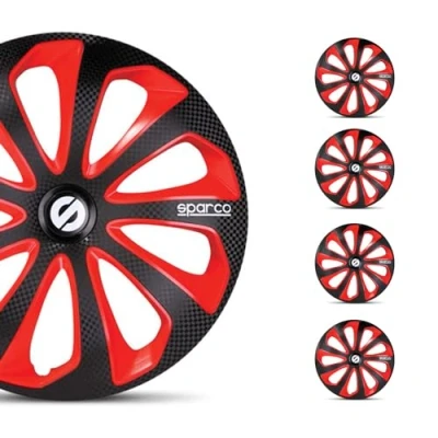 Image de Sparco Enjoliveurs Sicilia 14 pouces ABS noir / rouge lot de 4