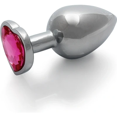 Afbeelding van Shots Ouch! OU801SIL Heart Gem Butt Plug Large Silver / Rubellite Pink