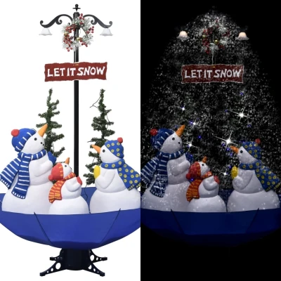 Afbeelding van Kerstboom sneeuwend met paraplubasis 170 cm PVC blauw
