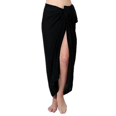 Afbeelding van Ciffre Dames en heren effen kleuren sarong pareo wikkelrok strandlaken wikkeljurk sauna., zwart.