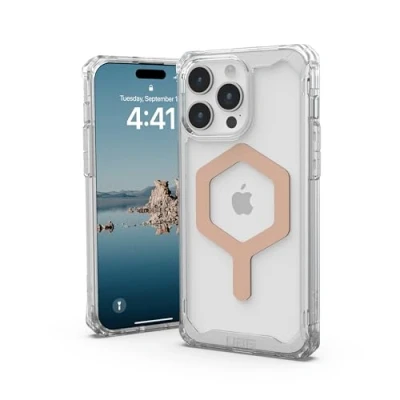 Afbeelding van Urban Armor Gear Plyo MagSafe Backcover Apple iPhone 15 Pro Max Ice, Transparant, Rose gold compatible