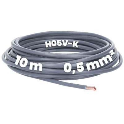 Afbeelding van Kalitec 10 meter H05V K 0,5 mm² grijze bedradingskabel I kernkabel flexibel PVC enkeladerig meeraderig 0,5mm2 bedrading fijnaderig enkele kabel massief schakeldraad vlamvertragend