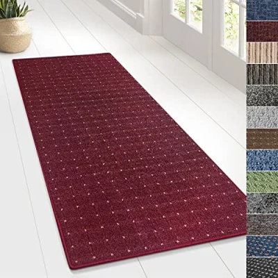 Afbeelding van KARAT Loper voor de gang, keukentapijt, woonkamer, op maat, per meter, motief Rapido, paars, 80 x 200 cm