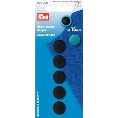 Afbeelding van Prym 5 stuks kunststof knoppen zwart 15 mm 14 x 6 1 cm