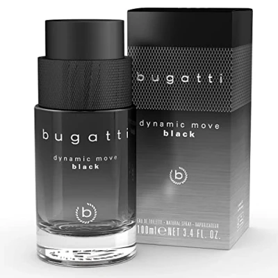 Afbeelding van bugatti Dynamic Move Black Parfum voor heren, 100 ml, oosterse eau de toilette, sensuele en sterke combinatie van kasjmier, muskus lychee, fruitig, fris houtachtig warm