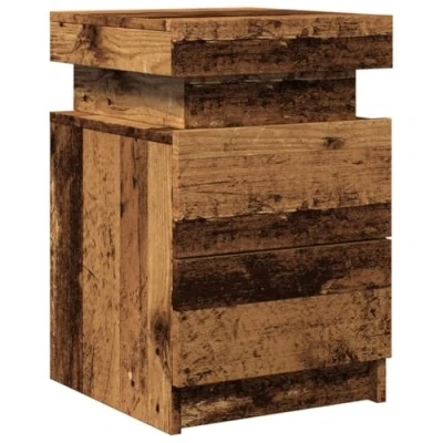Afbeelding van vidaXL Nachtkastje met LED 35x39x55 cm bewerkt hout oud houtkleurig