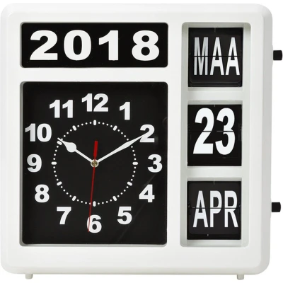Afbeelding van Wandklok Perel Flipover 31cm zwart/wit