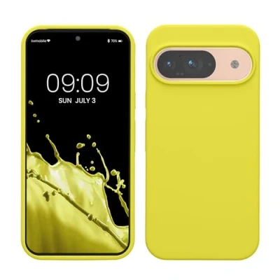 Afbeelding van kwmobile hoesje geschikt voor Google Pixel 9 / Pro case Siliconen telefoonhoesje Telefoon beschermhoes Smartphone cover in citroengeel