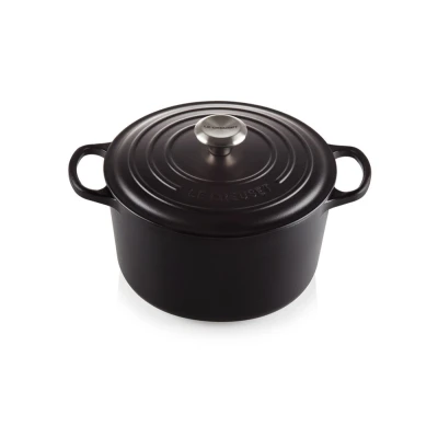 Afbeelding van Le Creuset Braad / Stoofpan Signature Rond Hoog Mat Zwart 24 Cm, 4,2 L
