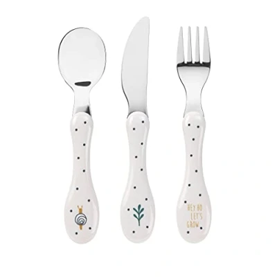 Afbeelding van LÄSSIG Set van 3 kinderbestekken lepel vork mes roestvrij staal kunststof handvat / bestek stuks Garden Explorer