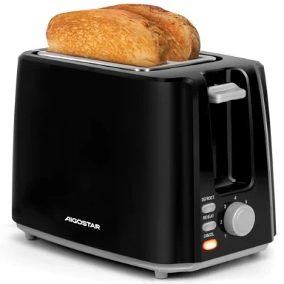 Afbeelding van Aigostar Warrior 30JRL Broodrooster Zwart 6 Warmteniveaus Reheat en Ontdooi functie