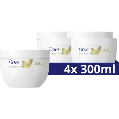 Afbeelding van Dove Body Love Pampering Bodycrème Silky verwennende vochtinbrengende crème voor een zijdezachte huid 4 x 300 ml