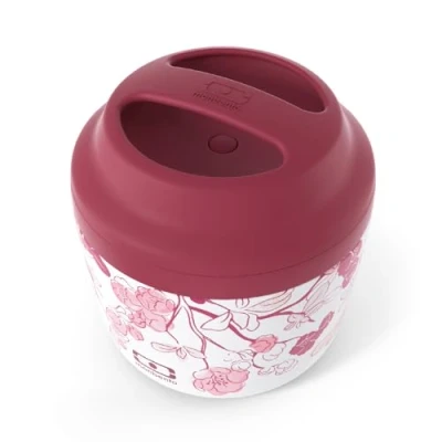 Afbeelding van monbento Bento lunchbox MB Element Graphic Magnolia Geïsoleerde houdt maaltijden warm en koud Ideale voor werk buiten BPA vrij duurzaam Roze bloemen