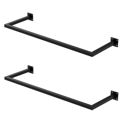 Afbeelding van Rechthoekige kledingstang voor wand 30x90 cm Zwart staal ML Design