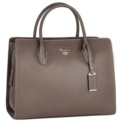 Afbeelding van David Jones Grote handtas voor dames boodschappentas van PU leer tas met meerdere vakken schoudertas stad, werk, elegant, klassiek, modieus, chic, bruin, Chique