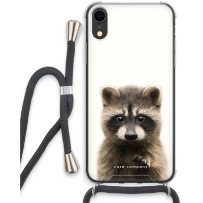 Afbeelding van Case Company® hoesje met Koord geschikt voor iPhone XR Rocco Telefoonhoesje Zwart Extra Bescherming aan alle Kanten en Over de Schermrand
