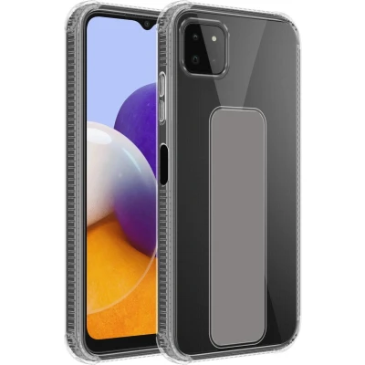 Afbeelding van Cadorabo Hoesje geschikt voor Samsung Galaxy A22 5G in GRIJS Beschermhoes gemaakt van flexibel TPU silicone Cover Case met houder en standfunctie