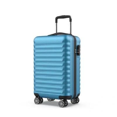Afbeelding van NEWTECK Set van 4 koffers en toilettas, delig, groot 75 x 49 29,5 cm, medium 63 39,5 26,8 klein 53 33,5 22 ABS, stijf, robuust, dubbele wielen, licht, hangslot, Blauw