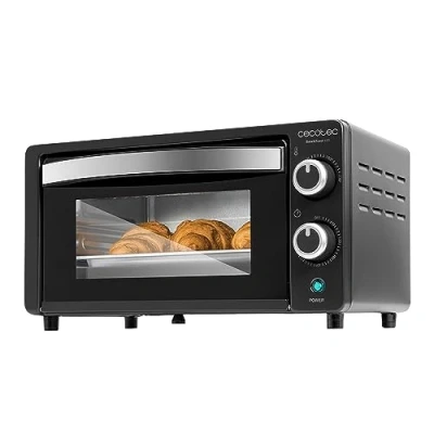 Image de Cecotec Four de table 10L Bake&amp;Toast 1090 Black. 1000 W, Minuterie 60 min, Température réglable jusqu&#039;à 230 C, plaque cuisson, gril et une poignée avec pinces