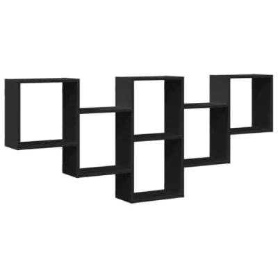 Afbeelding van vidaXL Wandschap 159x18x66 cm bewerkt hout zwart