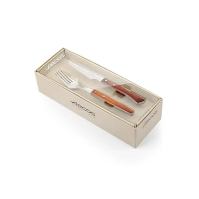 Afbeelding van Arcos Tafelmessen Steak Set (12 stuks) Roestvrij Staal Handvat Pack Hout Bruin Kleur
