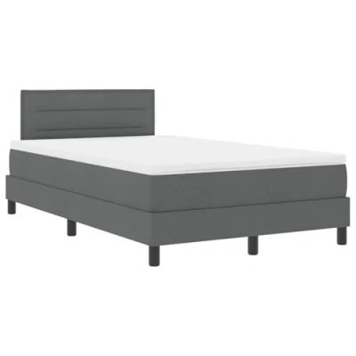 Afbeelding van vidaXL Boxspring Bed met Matras &amp; LED Donkergrijs 120x190 cm Stof