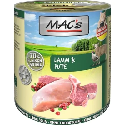 Afbeelding van MAC&#039;s Cat 6 x 800 g Kattenvoer Lam &amp; Kalkoen