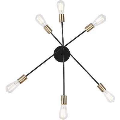 Afbeelding van Globo plafonniere Sarini zwart metaal 70 cm E27 fitting 54003 6