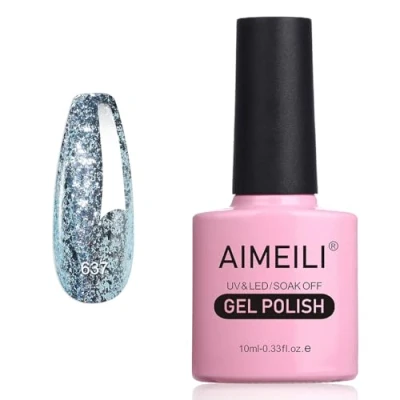 Afbeelding van AIMEILI nagellak, semi permanent, met glitter, fijne gel, led, UV, kleur voor herfst/winter, 10 ml (637)