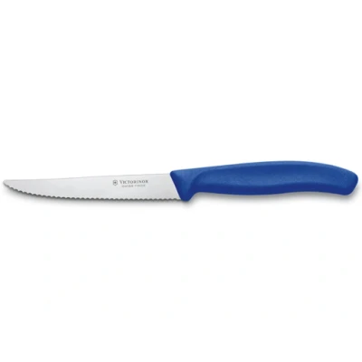Afbeelding van Victorinox Swiss Classic Steakmes, met getande rand, lemmet van 11 cm, lemmetbescherming, blauw