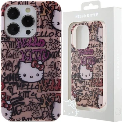 Afbeelding van Hello Kitty IML Tags Graffiti hoesje voor iPhone 13 Pro / roze