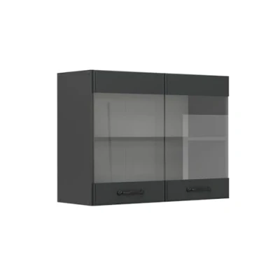 Afbeelding van Vicco Glazen keukenkast R Line, Antraciet landhuis/Antraciet, 80 cm