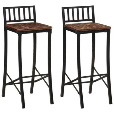 Afbeelding van Barstoelen 2 st massief gerecycled hout